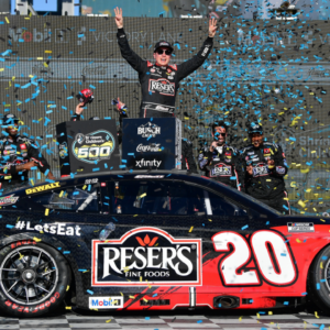 NASCAR Cup Series driver Christopher Bell (20) celebrates his victory of the Shriners Children’s 500 at Phoenix Raceway.