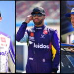Denny Hamlin (L), Bubba Wallace (C) and Kyle Larson (R). Image Credits: Imagn.