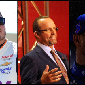 Alex Bowman (L), Kyle Petty (C) and Kyle Larson (R)