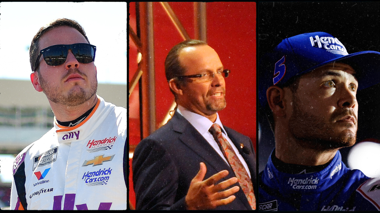 Alex Bowman (L), Kyle Petty (C) and Kyle Larson (R)