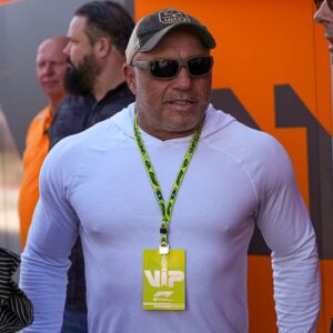 Joe Rogan talks to fans in the paddock at the Formula 1 Pirelli United States Grand Prix at Circuit of the Americas.