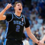 Duke Blue Devils forward Cooper Flagg (2) reacts in the second half at Dean E. Smith Center
