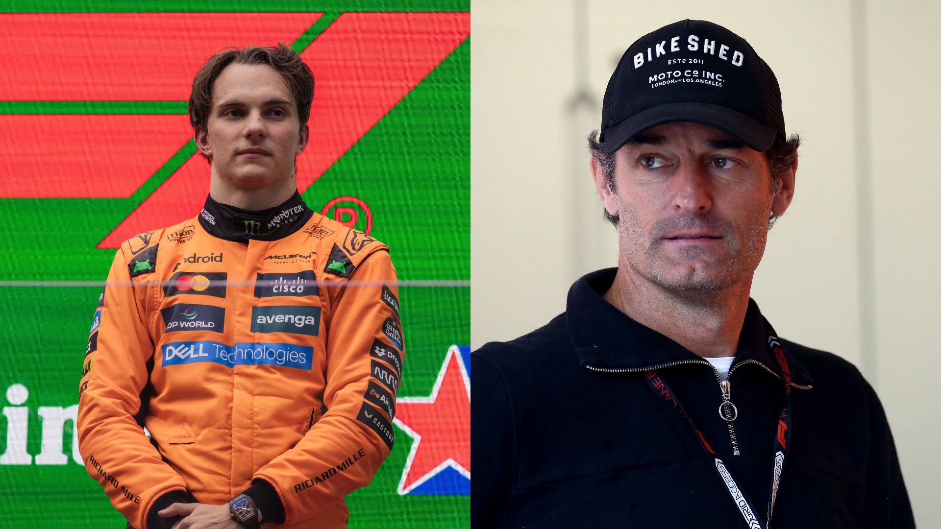 Oscar Piastri (L) and Mark Webber (R)