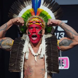 LAS VEGAS, NV - MARCH 7:Alex Pereira speaks with Joe Rogan at UFC313 -