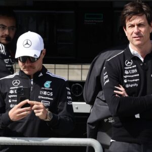 F1 Bahrain Testing Day 1 Valtteri Bottas and Toto Wolff during the Formula 1 pre-season testing at Sakhir Circuit in Sakhir, Bahrain on February 26, 2025