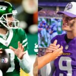 Aaron Rodgers (L) and J.J. McCarthy (R)