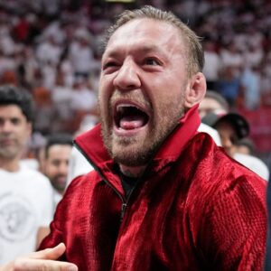 MMA fighter Conor McGregor attends game four of the 2023 NBA Finals between the Miami Heat and Denver Nuggets at Kaseya Center.