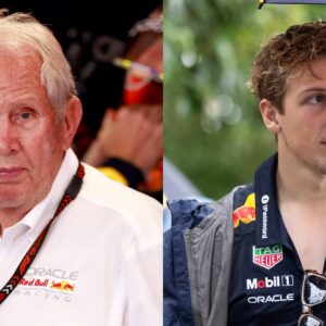 Helmut Marko (L) and Liam Lawson (R)