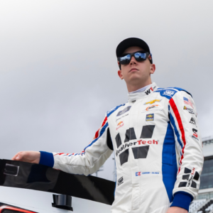 Feb 15, 2025; Daytona Beach, Florida, USA; NASCAR Xfinity Series driver Connor Zilisch during qualifying for the United Rentals 300 at Daytona International Speedway. Mandatory Credit: Mark J. Rebilas-Imagn Images