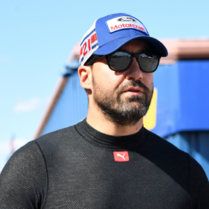 Aug 9, 2019; Brooklyn, MI, USA; NASCAR Cup Series driver Casey Mears (27) looks on during qualifying for the Consumers Energy 400 at Michigan Speedway. Mandatory Credit: Mike DiNovo-Imagn Images