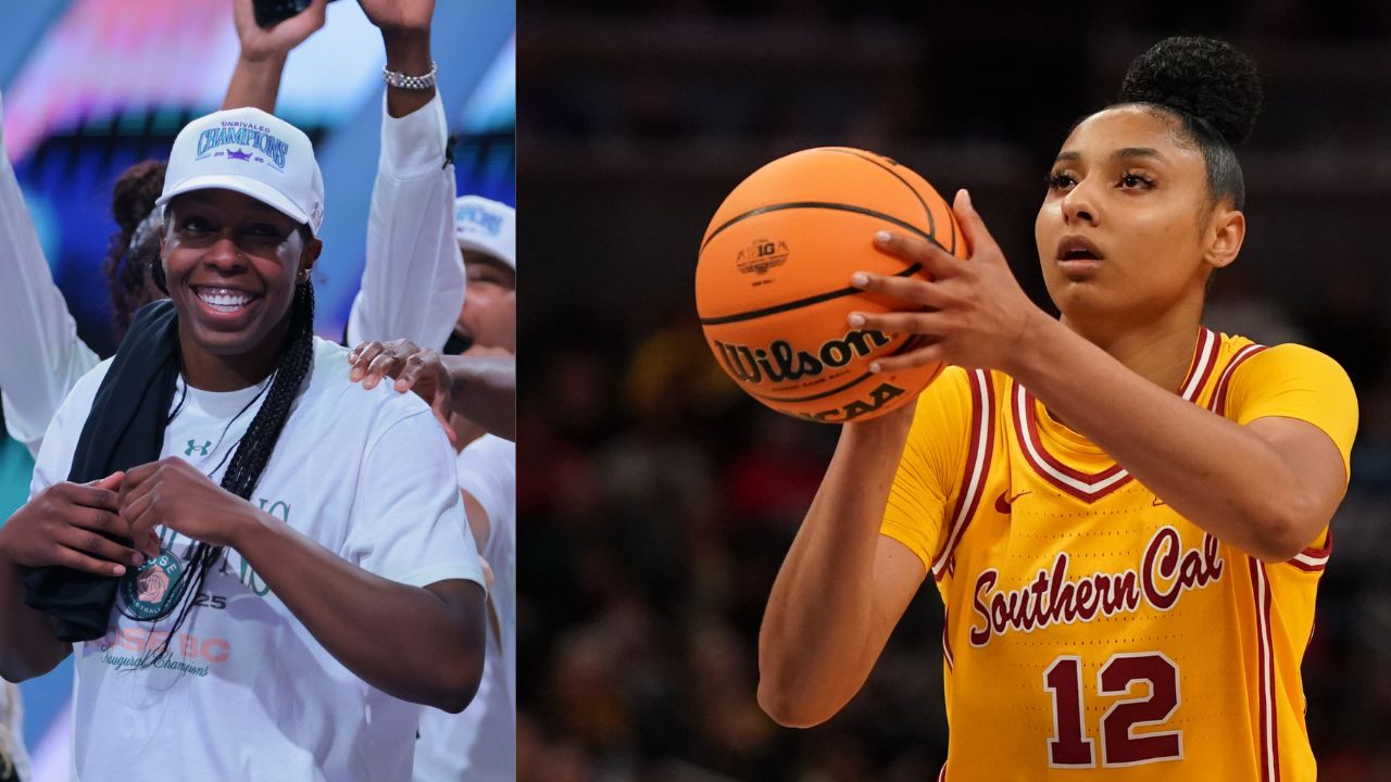 Chelsea Gray (L) and Juju Watkins (R)