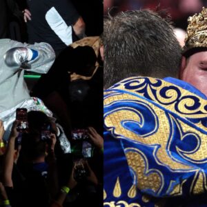 Jake Paul (L), Canelo Alvarez (R)