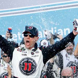 Kevin Harvick celebrates winning the Ticket Guardian 500 at ISM Raceway on March 11, 2018 in Avondale, Ariz. Celebrity Fight Night