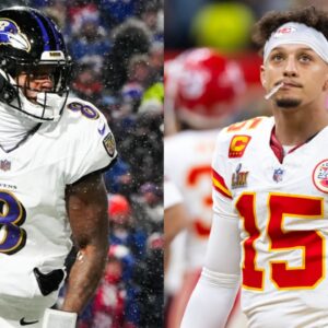 Lamar Jackson (L) and Patrick Mahomes (R)