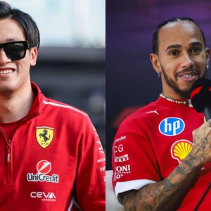 Zhou Guanyu (L) and Lewis Hamilton (R)