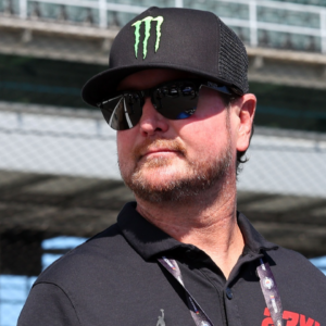 Former driver Kurt Busch during practice for the Verizon 200 at the Brickyard at Indianapolis Motor Speedway Road Course.