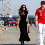 CHARLES LECLERC (MON) of Scuderia Ferrari 16 and ALEXANDRA SAINT MLEUX (FRA) arriving in the paddock during the FORMULA 1 HEINEKEN CHINESE GRAND PRIX 2025 RACE DAY at the Shanghai Audi International Circuit, Shanghai, China on 23 March 2025