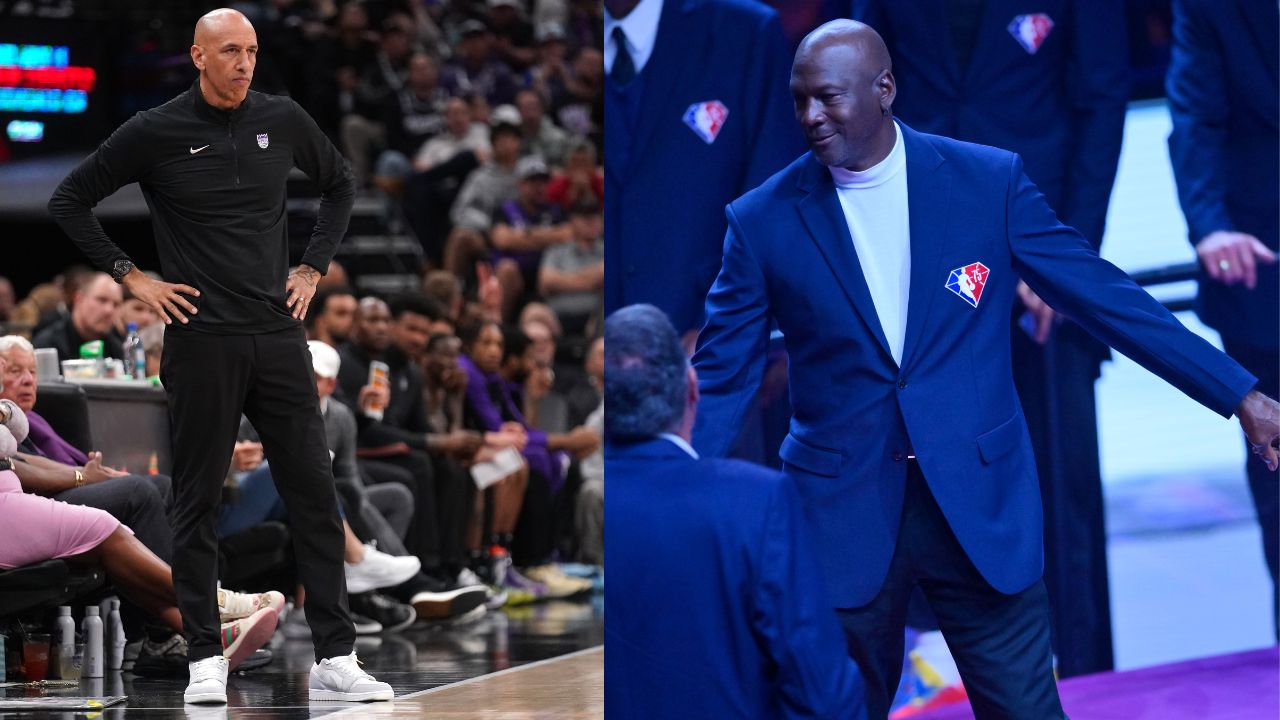 Doug Christie (L), Michael Jordan (R)