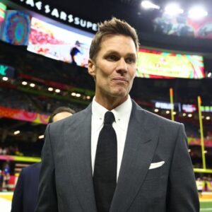 Tom Brady on the field before Super Bowl LIX between the Philadelphia Eagles and the Kansas City Chiefs at Ceasars Superdome.