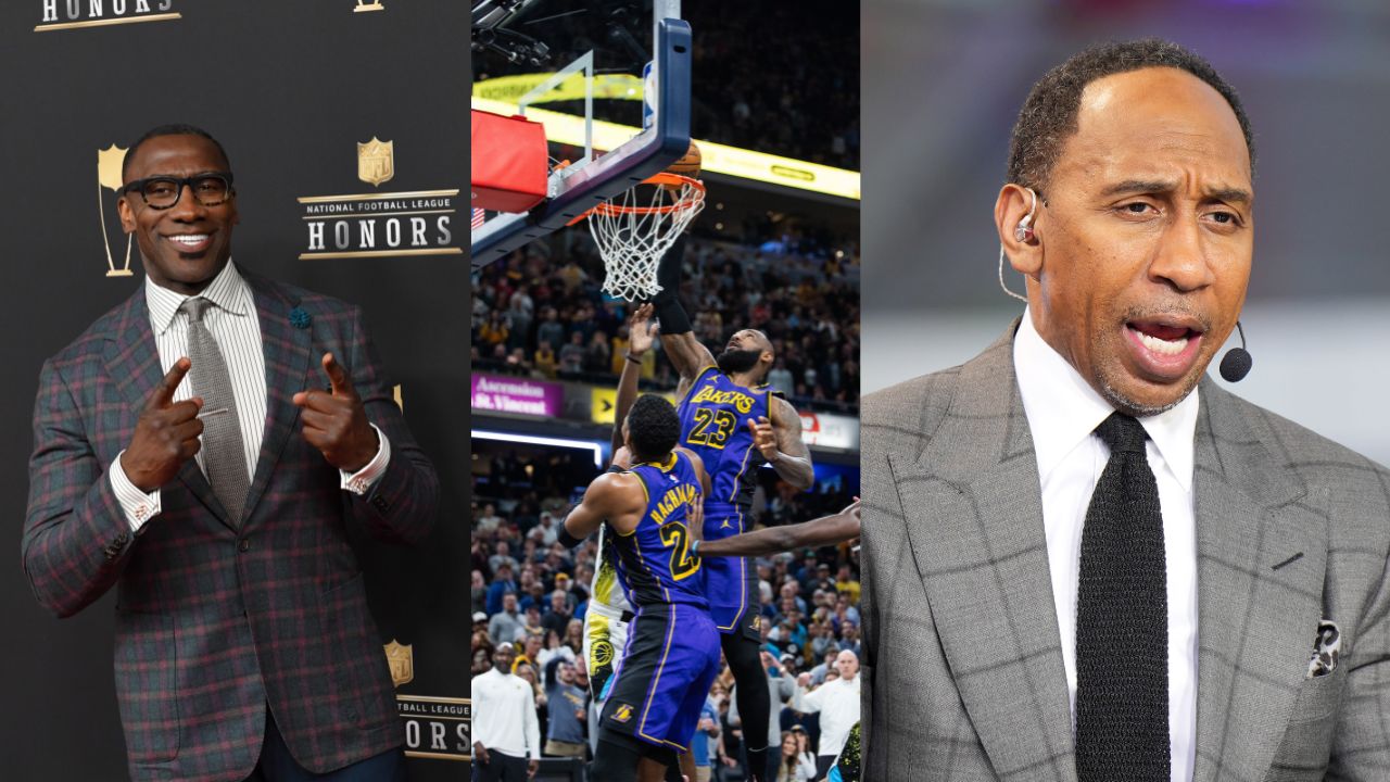 Shannon Sharpe (L), LeBron James (C), Stephen A. Smith (R)