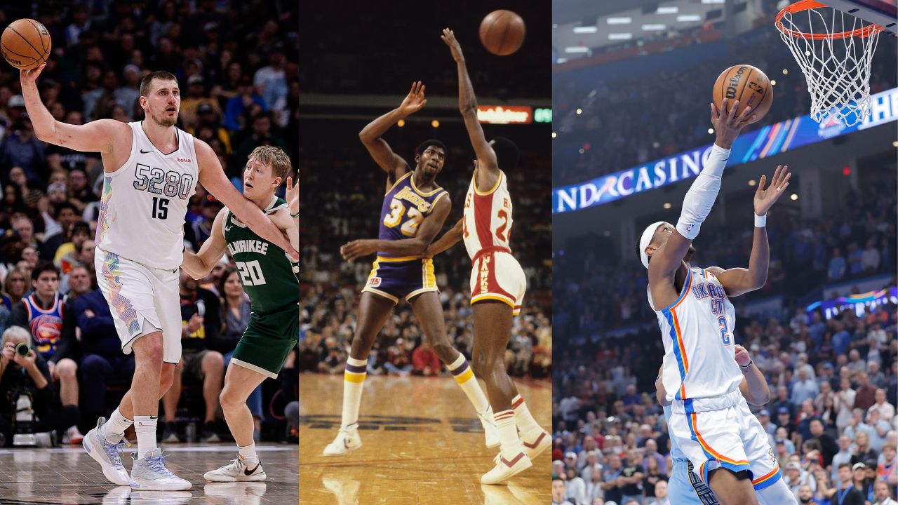 Nikola Jokic (L), Magic Johnson (C), Shai Gilgeous Alexander (R)