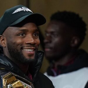 Villa Park UFC Welterweight Champion Leon Edwards on the pitch at half time during the Premier League match at Villa Park, Birmingham. Picture date: Saturday December 30, 2023.