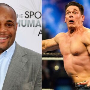 Daniel Cormier (L), John Cena (R)