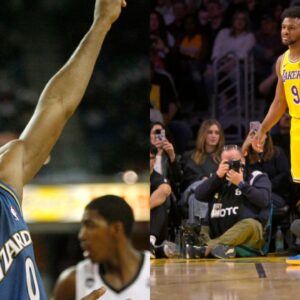 Gilbert Arenas (L), Bronny James (R)