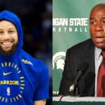 Stephen Curry (L) and Magic Johnson (R)