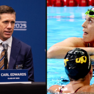 Carl Edwards (L) and Amanda Beard (R)