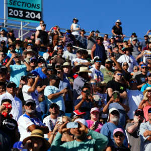 NASCAR Cup Series fans watch the Dixie Vodka 400 at Homestead-Miami Speedway.