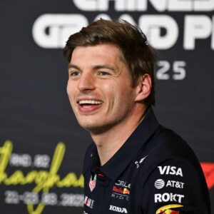 Red Bull s Max Verstappen of the Netherlands reacts during the press conference, PK, Pressekonferenz after the sprint race of the Formula 1 Chinese Grand Prix at the Shanghai International Circuit
