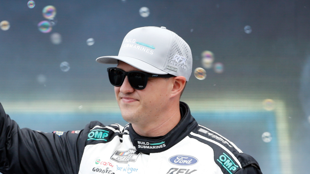 Ryan Preece walks out onto the stage for driver introductions before the EchoPark Automotive Grand Prix at Circuit of the Americas.