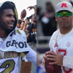 Shedeur Sanders (L) and Russell Wilson (R)