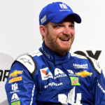 Feb 22, 2017; Daytona Beach, FL, USA; NASCAR Cup Series driver Dale Earnhardt Jr. speaks to the media during Daytona 500 media day at Daytona International Speedway. Mandatory Credit: John David Mercer-Imagn Images