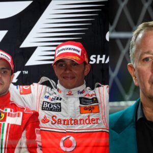 Felipe Massa, Lewis Hamilton (L) and Martin Brundle (R)
