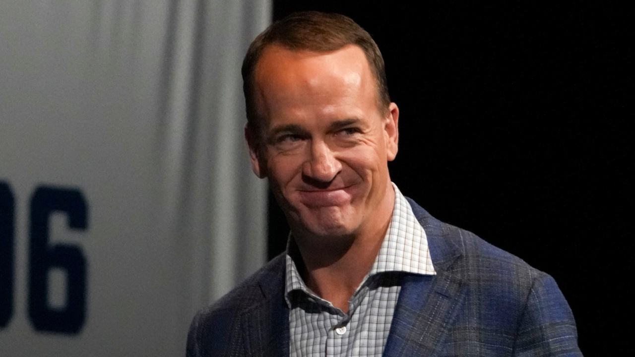Former Indianapolis Colts quarterback Peyton Manning is introduced Monday, Feb. 24, 2025, during the “Night of Champions” at the Murat Theatre at the Old National Centre. The event featured a panel discussion of players and coaches from the Indianapolis Colts team that won Super Bowl XLI.