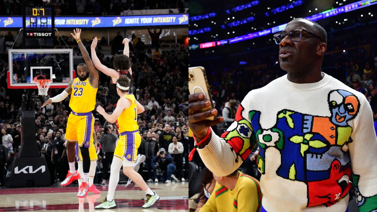 LeBron James (L), Shannon Sharpe (R)