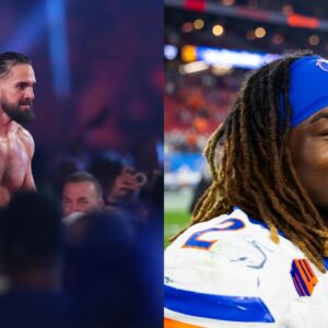 Chicago Bears fan Seth Rollins and Ashton Jeanty