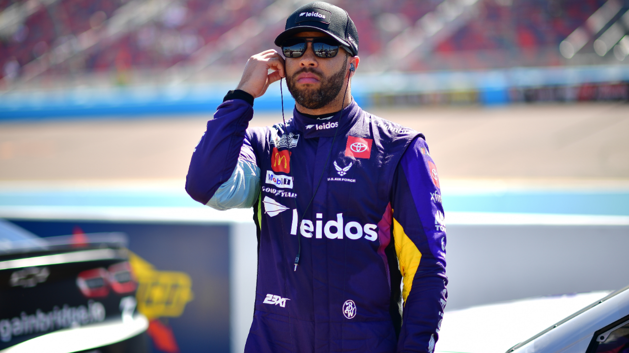 Mar 8, 2025; Avondale, AZ, USA; NASCAR Cup Series driver Bubba Wallace (23) during qualifying for the Shrines Children’s 500 at Phoenix Raceway. Mandatory Credit: Gary A. Vasquez-Imagn Images