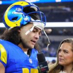 NFL Network reporter Jamie Erdahl interviews Los Angeles Rams wide receiver Puka Nacua (17) after the game against the Arizona Cardinals in the second half at SoFi Stadium.