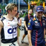 40 Liam Lawson (NZL, Scuderia AlphaTauri), 11 Sergio Perez (MEX, Oracle Red Bull Racing), F1 Grand Prix of Singapore at Marina Bay Street Circuit on September 17, 2023 in Singapore, Singapore