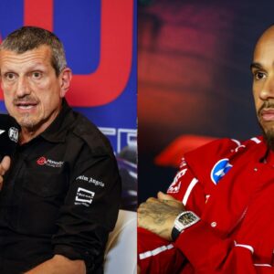 Guenther Steiner(L) and Lewis Hamilton(R)