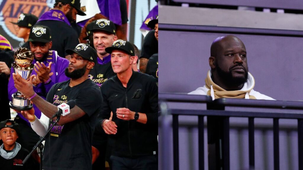 LeBron James (L), Shaquille O'Neal (R)