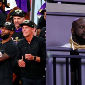 LeBron James (L), Shaquille O'Neal (R)