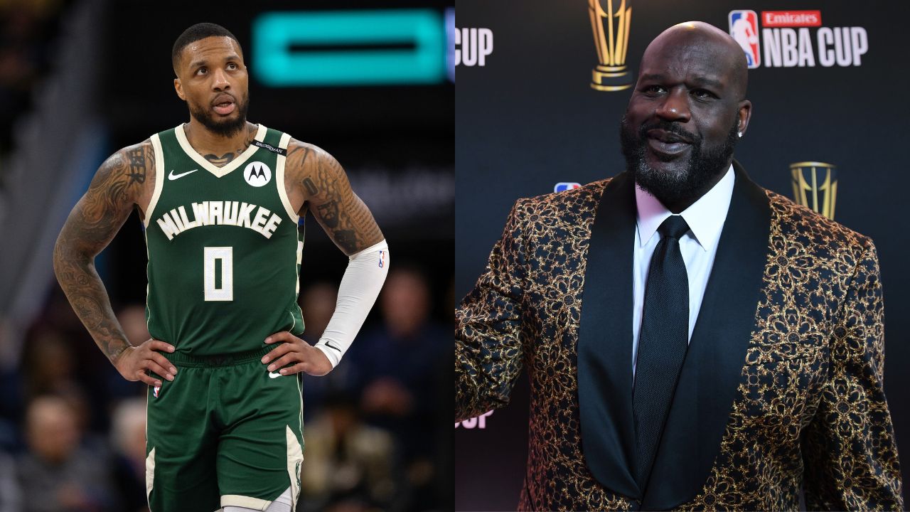 Damian Lillard(L) and Shaquille O'Neal(R)