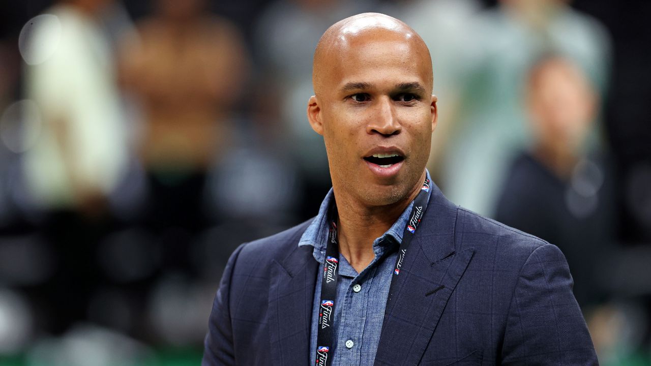 TV analyst and former player Richard Jefferson during the NBA Finals Media Day at TD Garden.