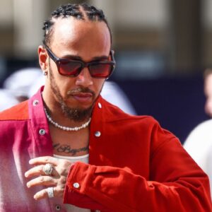 Lewis Hamilton of Mercedes arrives in the paddock ahead of Formula 1 Abu Dhabi Grand Prix at Yas Marina Circuit on December 7th, 2024 in Abu Dhabi, United Arab Emirates