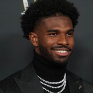 Shedeur Sanders on the red carpet before Super Bowl LIX NFL Honors at Saenger Theatre.