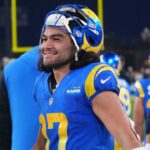 Jan 13, 2025; Glendale, AZ, USA; Los Angeles Rams wide receiver Puka Nacua (17) reacts during the second half against the Minnesota Vikings in an NFC wild card game at State Farm Stadium.